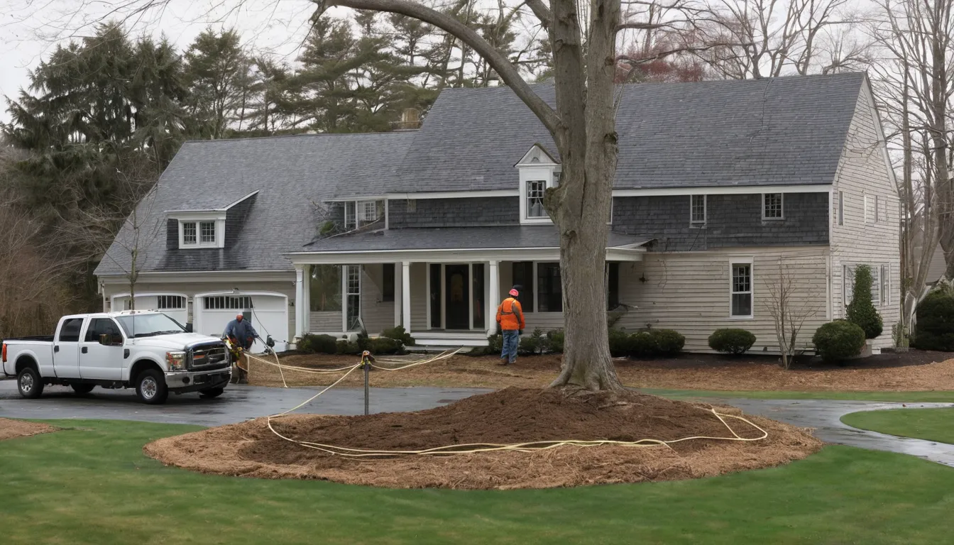 A local tree removal provider lowering a section of a large tree beside a house in Middletown after winter weather